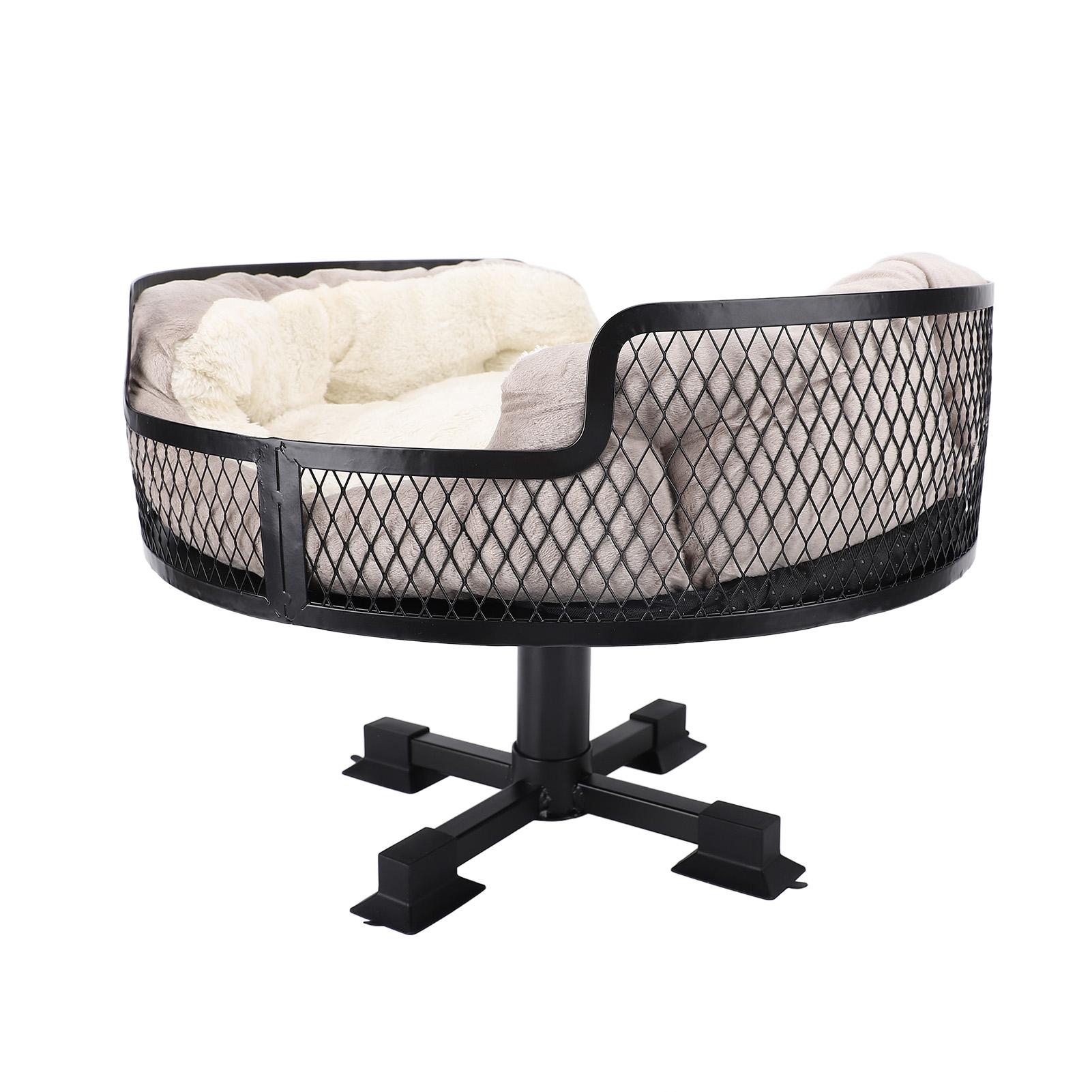 Кровать-стол для кошки из нержавеющей стали, стильная металлическая приподнятая кровать-стол для питомца, круглая настольная кровать для питомца для дома, офиса, кабинета